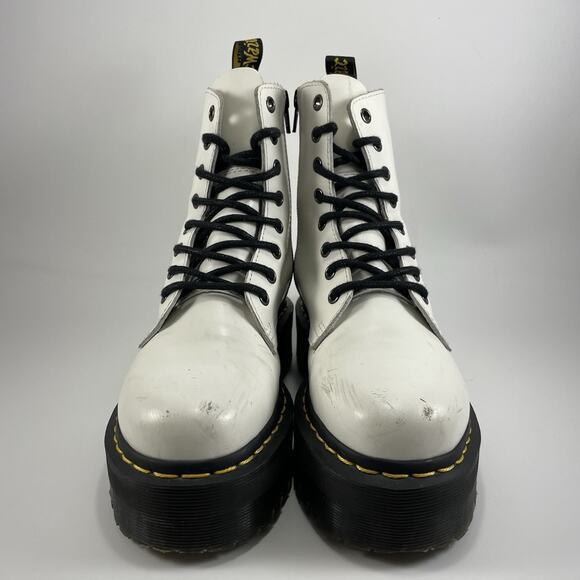 Dr Martens Doc Jadon Platform Quad Boots Womens Size 6 White Leather 8-Eye - Picture 3 of 11